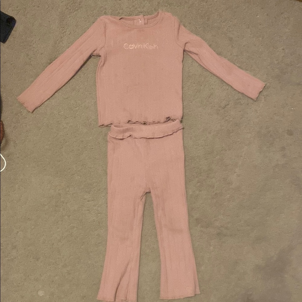 Calvin Klein Pink Ribbed Pajama Set